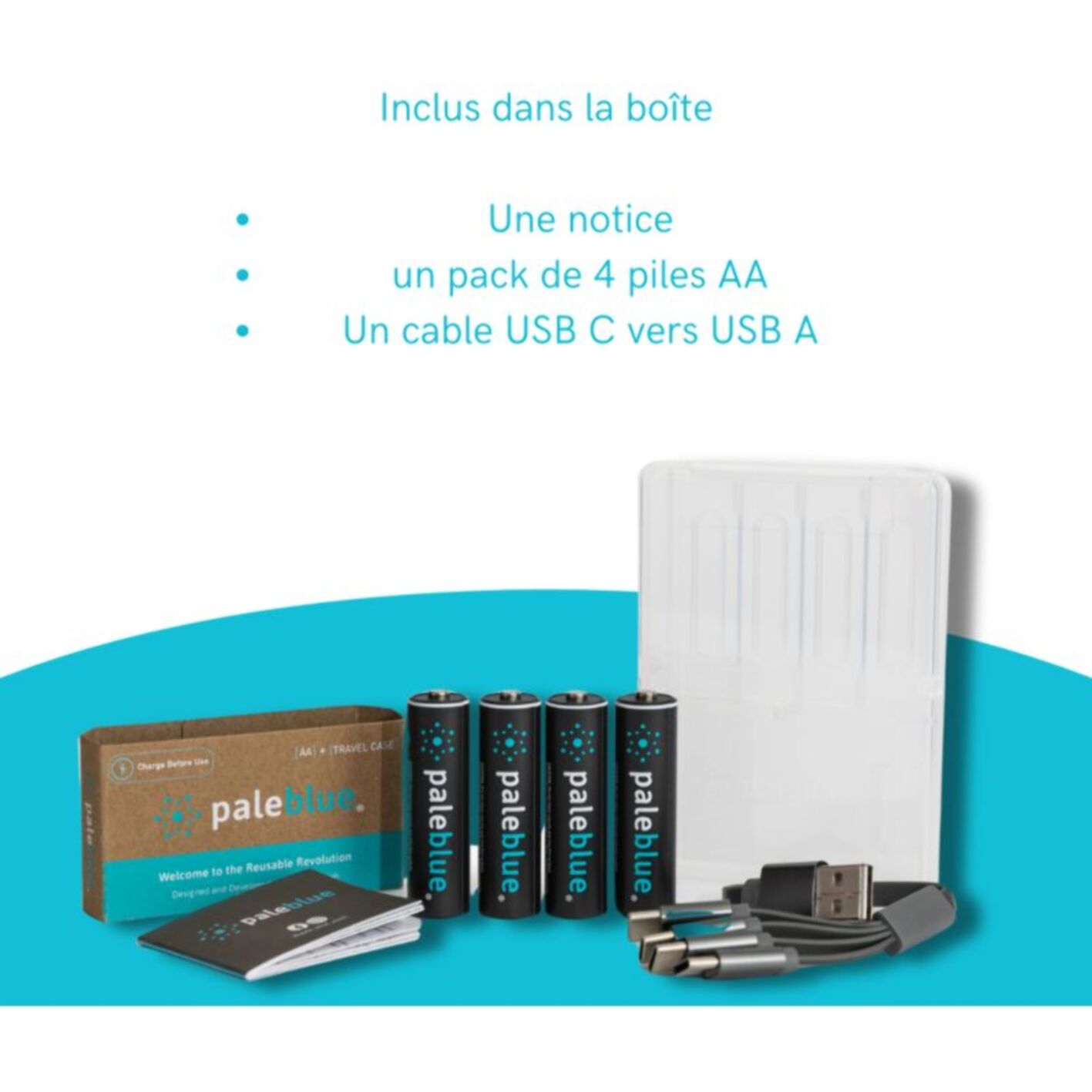 Pile rechargeable PALE BLUE USB AA type C (LR06)