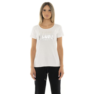 T-shirt da donna a manica corta con logo grande "Silver"