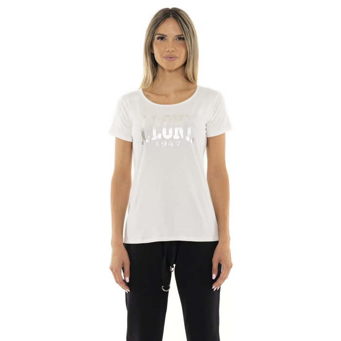 T-shirt da donna a manica corta con logo grande "Silver"