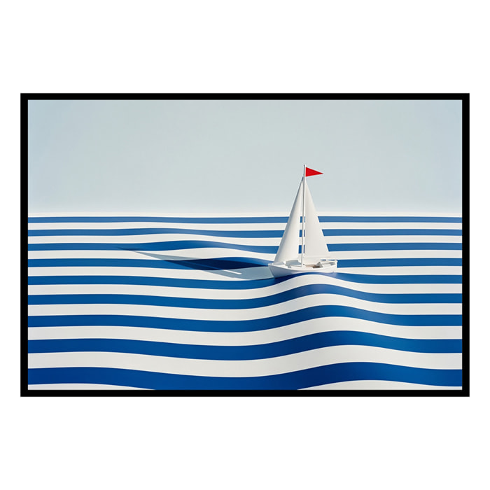 Affiche encadrée voilier graphique Affiche + cadre en métal - Noir