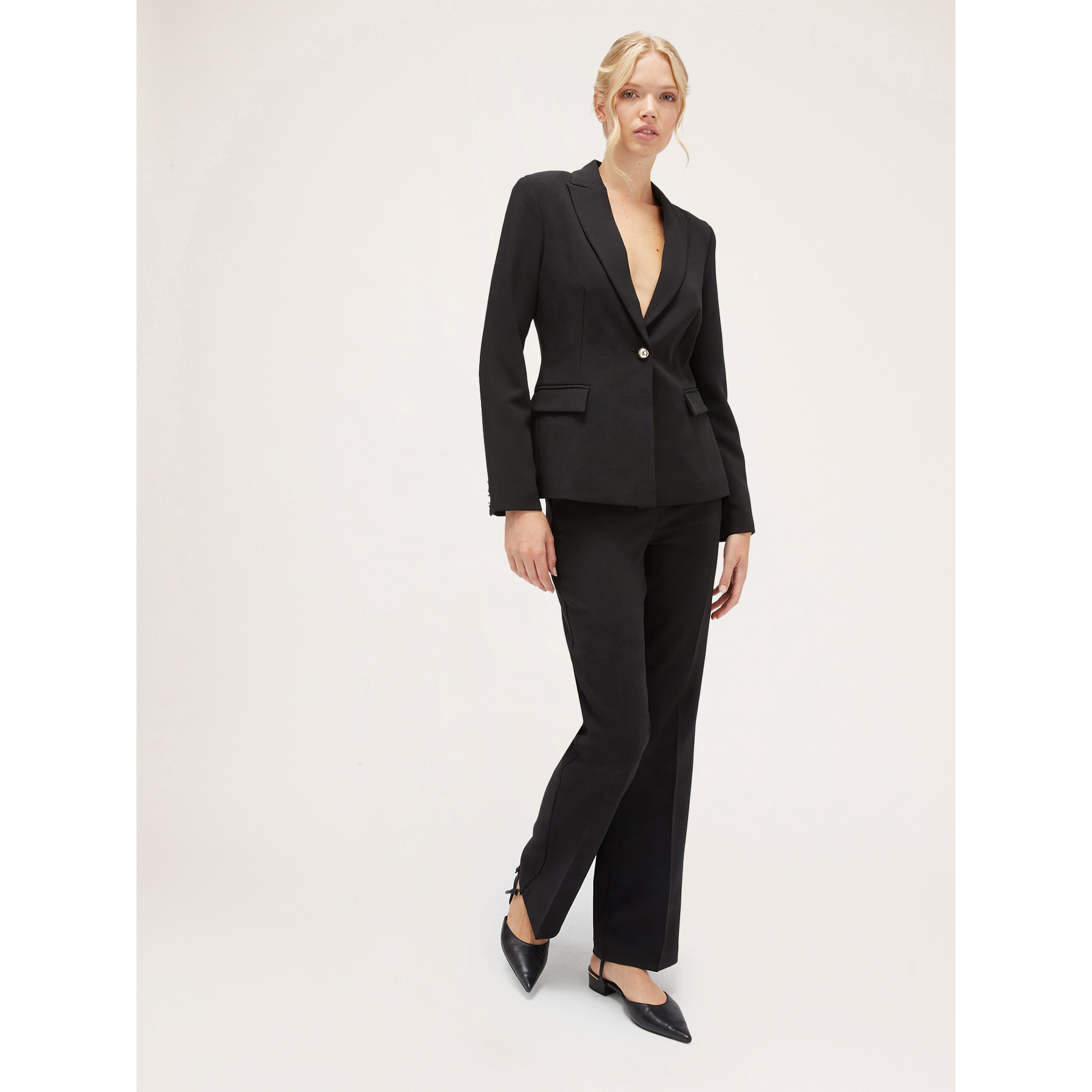 Motivi - Pantalones flare de crepé - Negro