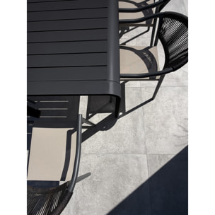 HANOI - Ensemble repas de jardin en aluminium 8 places coloris anthracite