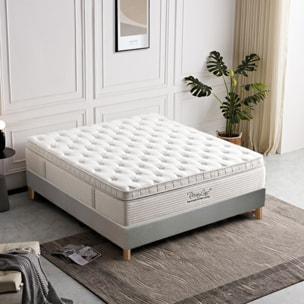 Ensemble Matelas Splendid & sommier déco| 37 cm | Mémoire de forme, mousse de maintien et ressorts ensachés | Cadre à lattes |Tissu | Gris clair