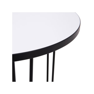 Table basse ronde diam. 60cm blanc & pieds épingles noir - NEIVE