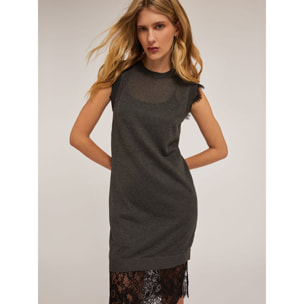 Motivi - Vestito in maglia con bordi in pizzo - Grigio