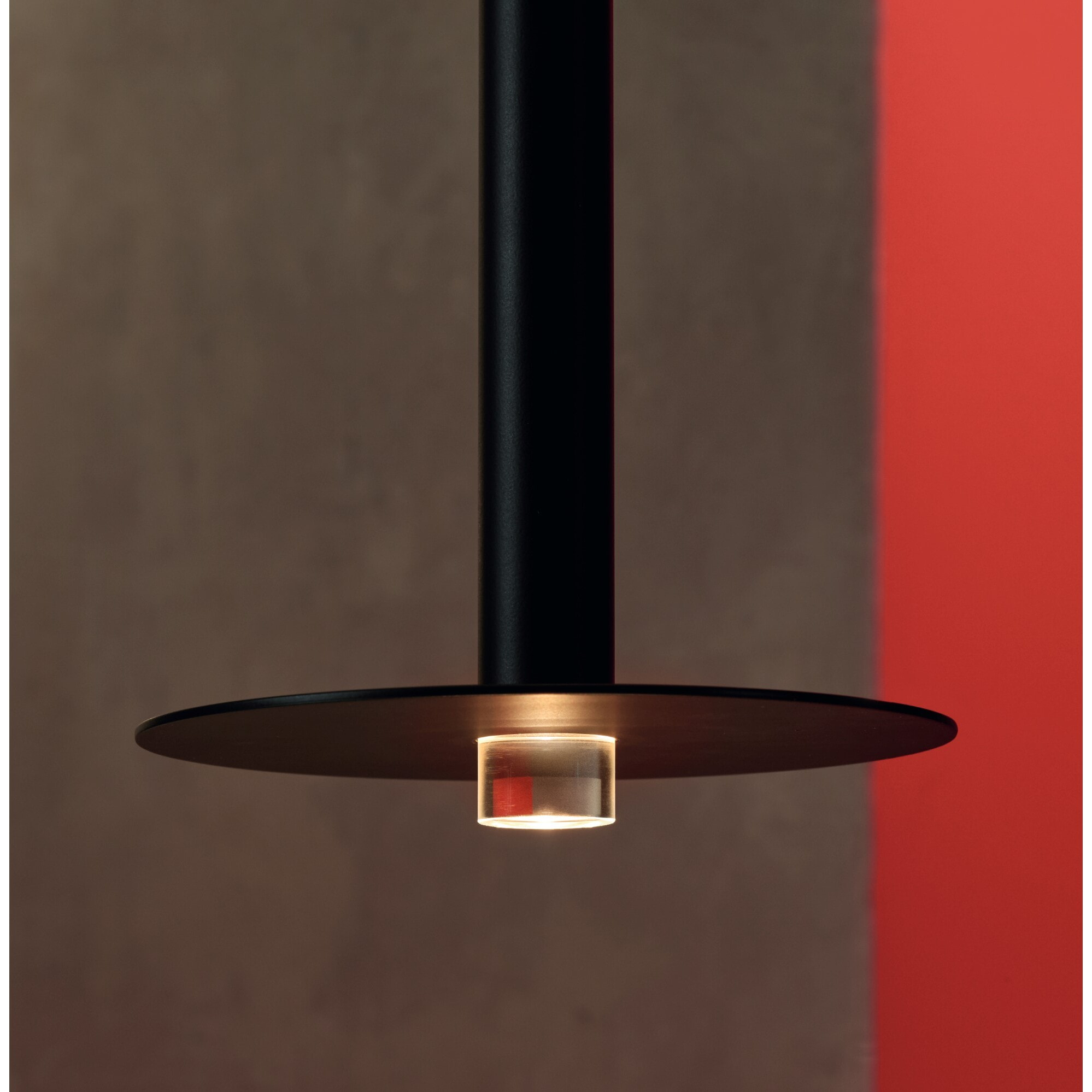 LEDS C4 Lámpara Colgante de Techo de Diseño Minimalista con Luz LED 3.2W 169lm. Lámpara Suspendida Florón Empotrable Negro Mate