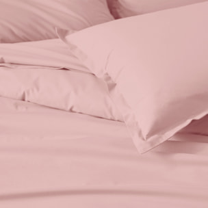 Drap plat piqué uni en percale de coton - Rose