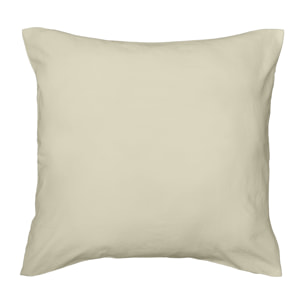 Parure de lit 3 pièces en microfibre unie lavée housse + taies - Ivoire