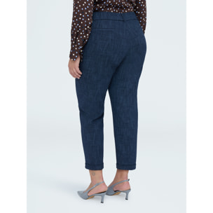 Fiorella Rubino - Pantalones Carrot Fit en Punto Milano - Azul