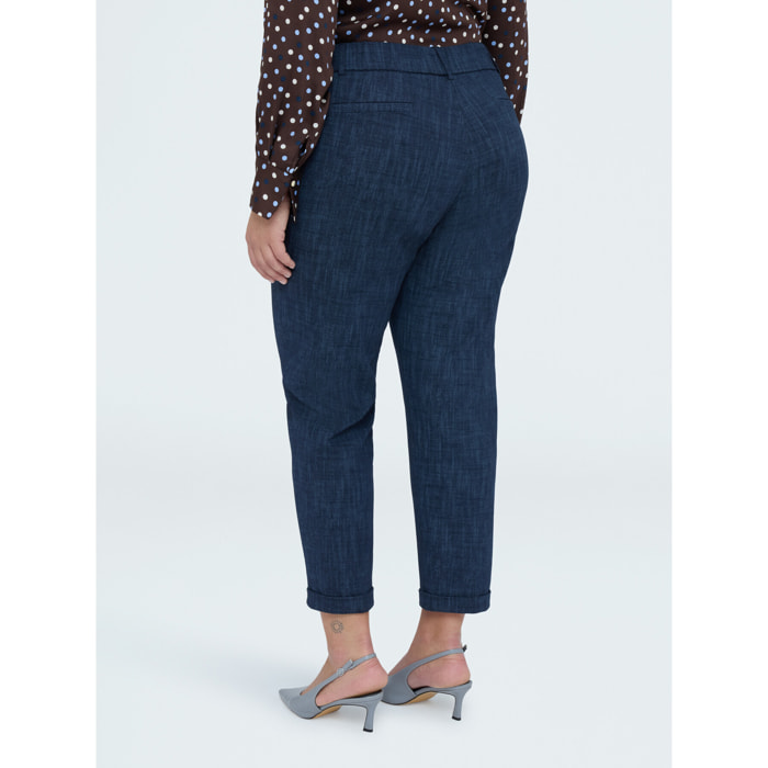 Fiorella Rubino - Pantalones Carrot Fit en Punto Milano - Azul