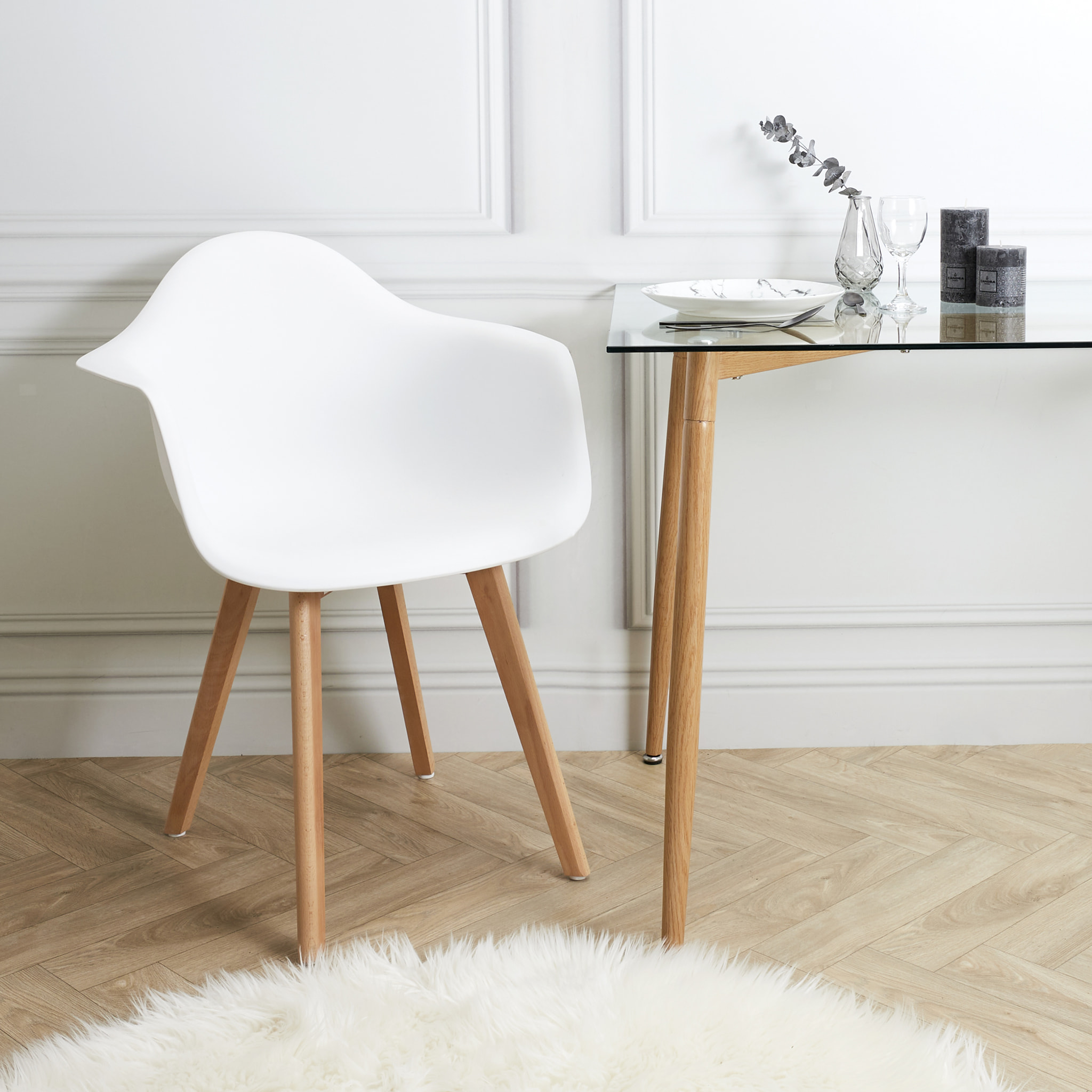 Fauteuil Scandinave Blanc - Lot de 2