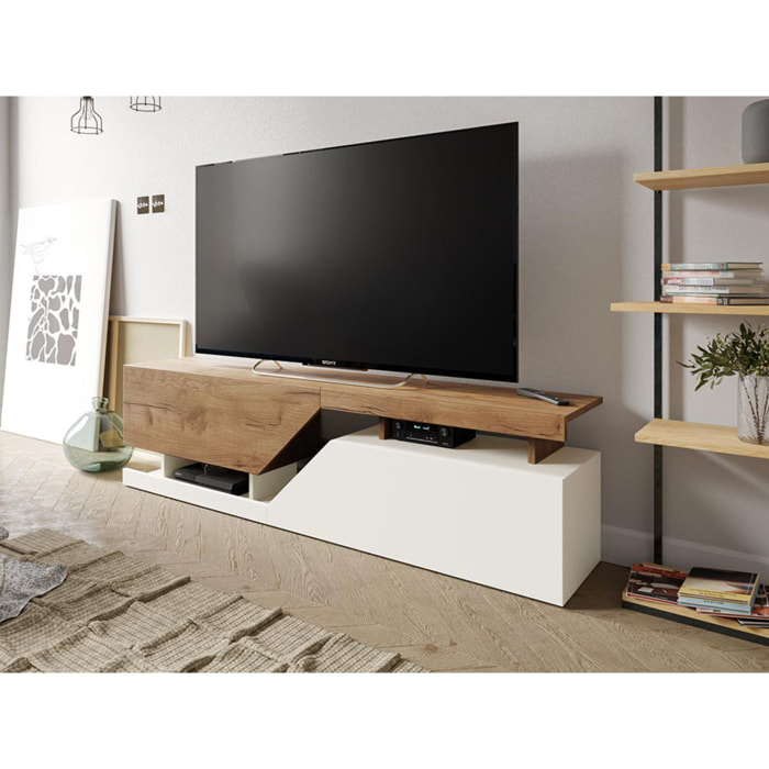 Pitt - meuble TV - 160 cm - style industriel - Bois / Blanc