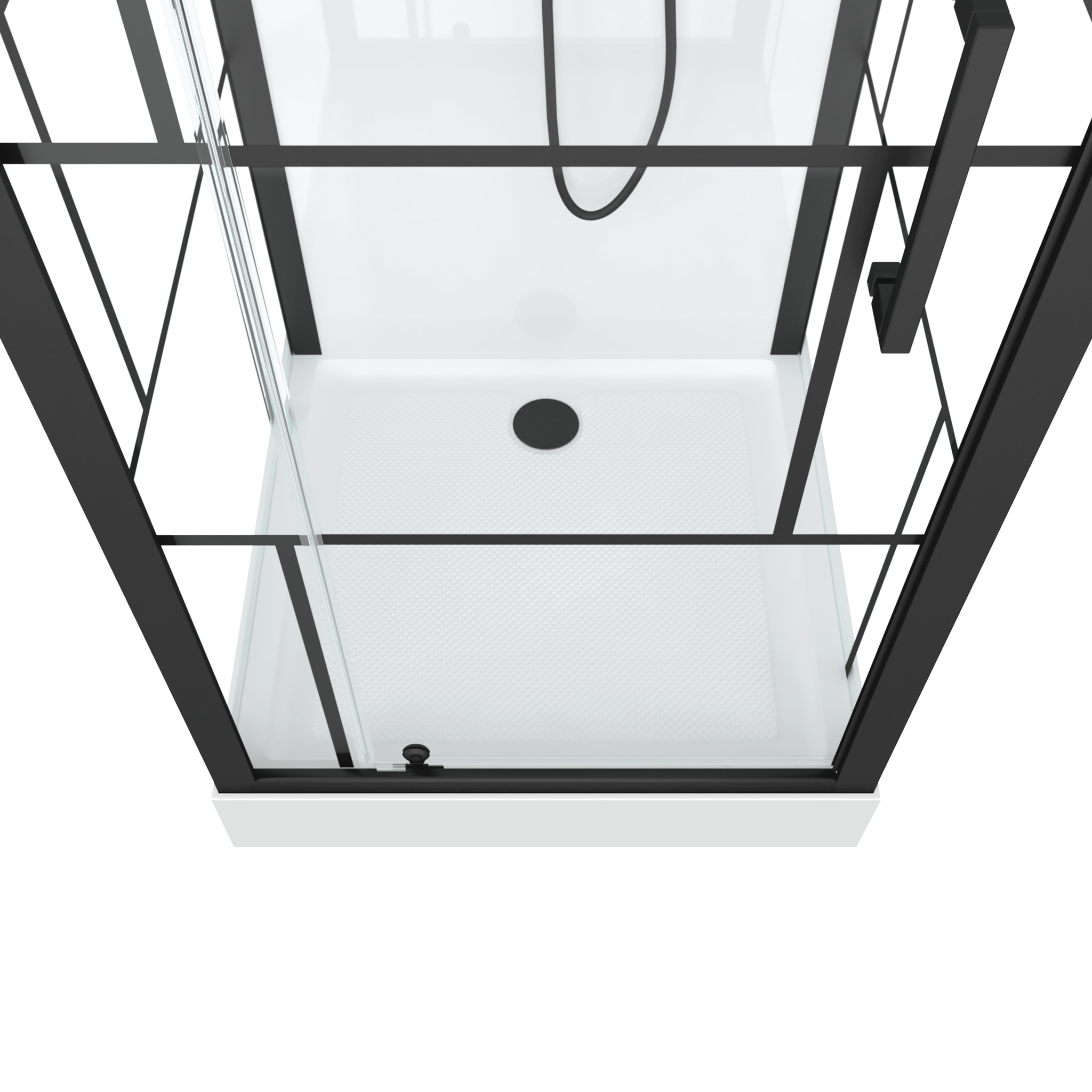 Cabine de douche Carrée 80x80x213 cm - Porte pivotante - Fond Blanc et Profilés Noir Mat - RUBIQ