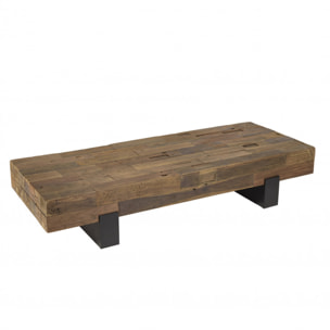 LEONCE - Table basse marron rectangulaire poutres bois massif