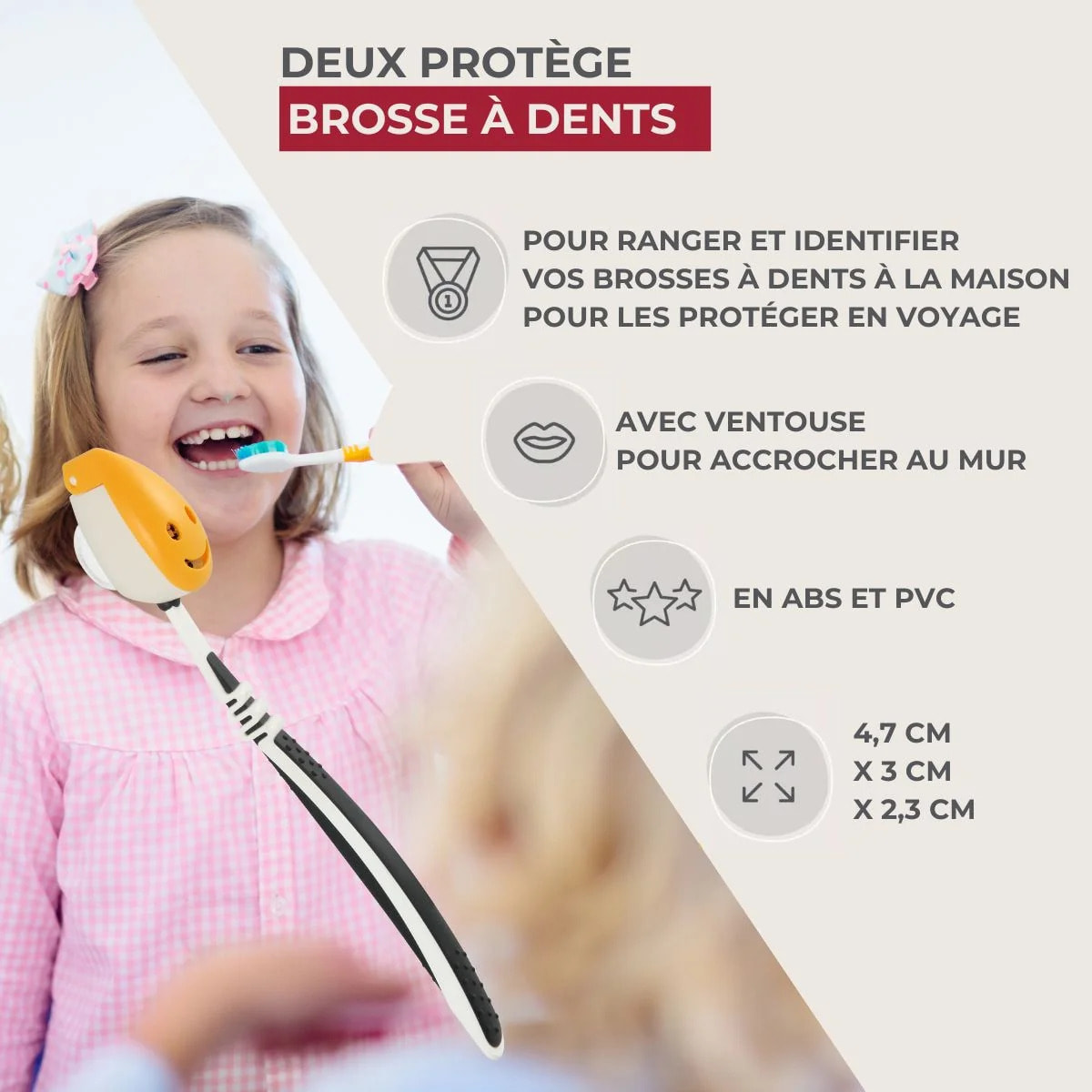 2 étuis de Protection pour Tête de Brosse à Dents Fackelmann Tecno