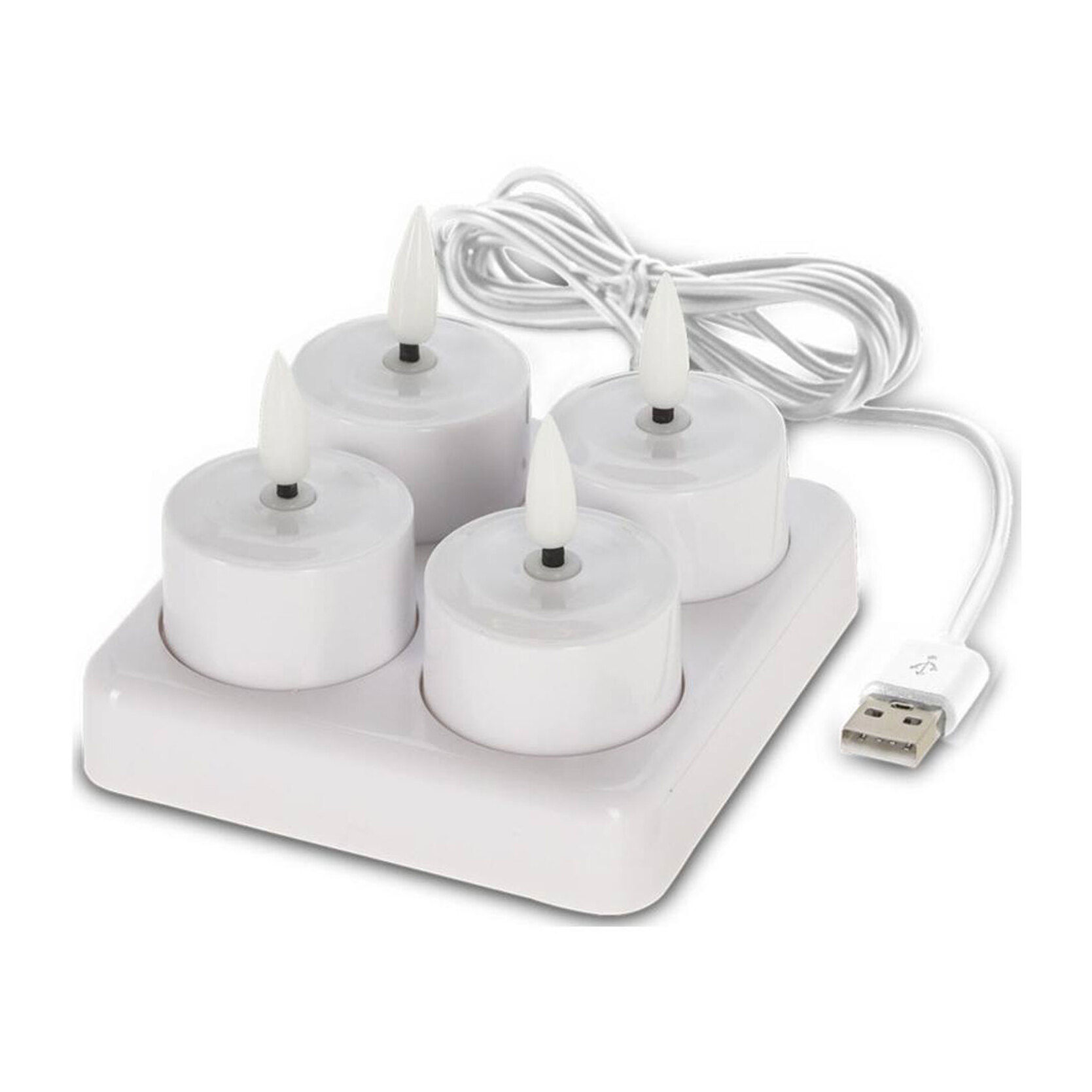 conjunto de 4 velas led parpadeantes con base de carga - luces cálidas y acogedoras para el hogar