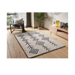 ATLAS Alfombra shaggy estilo étnico blanca, varias medidas disponibles
