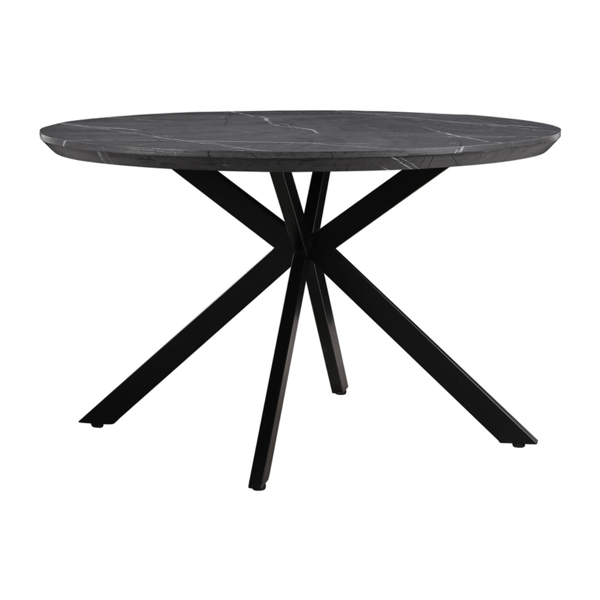 Tavolo tondo 120 cm con top effetto marmo grigio scuro - Gabry