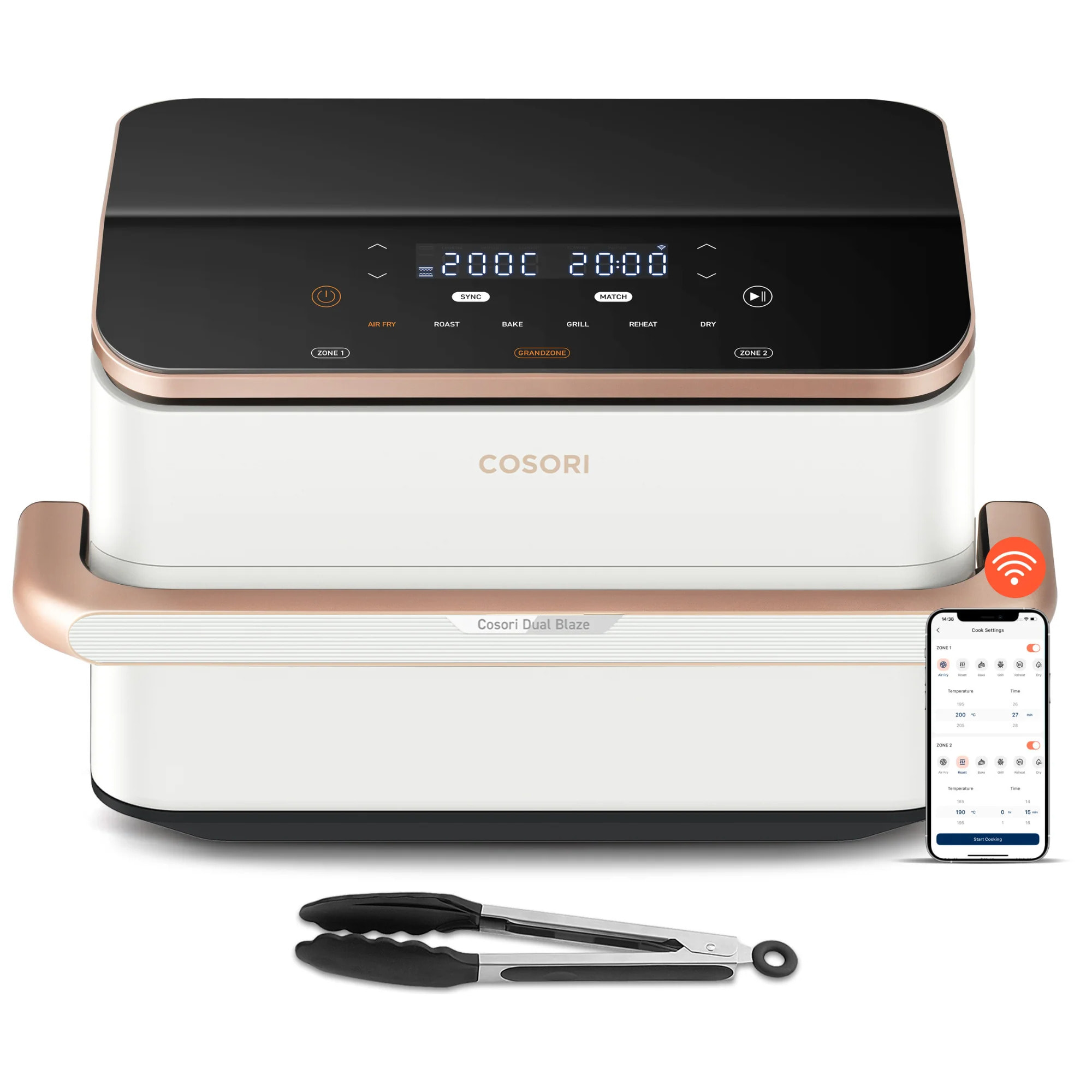 COSORI - Freidora de aire Dual Blaze Twinfry™ Chef Edition White con capacidad 10L