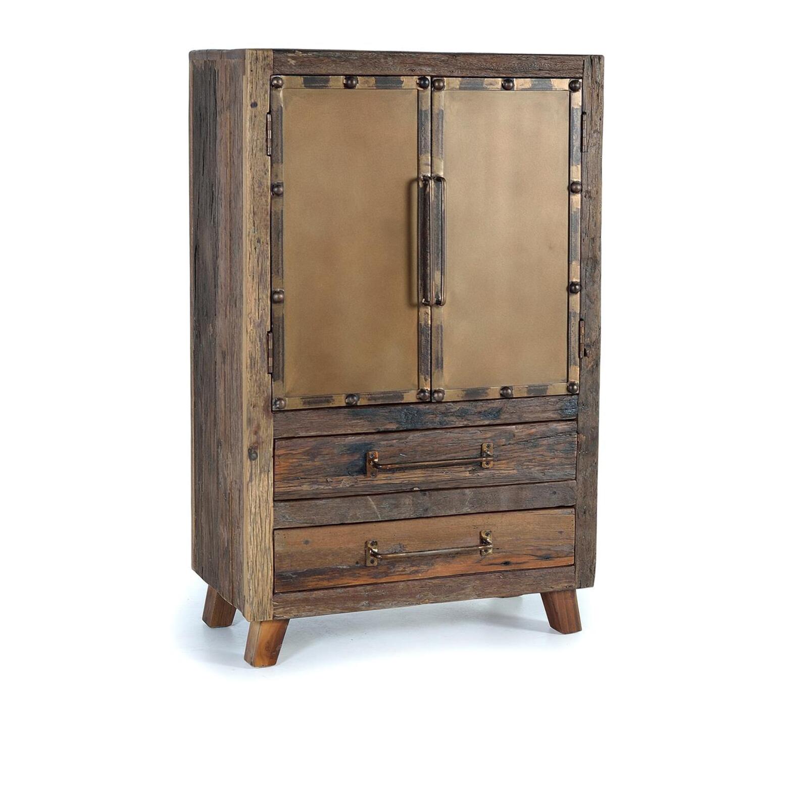 Aparador - madera y bronce viejo - 75x40x120cm