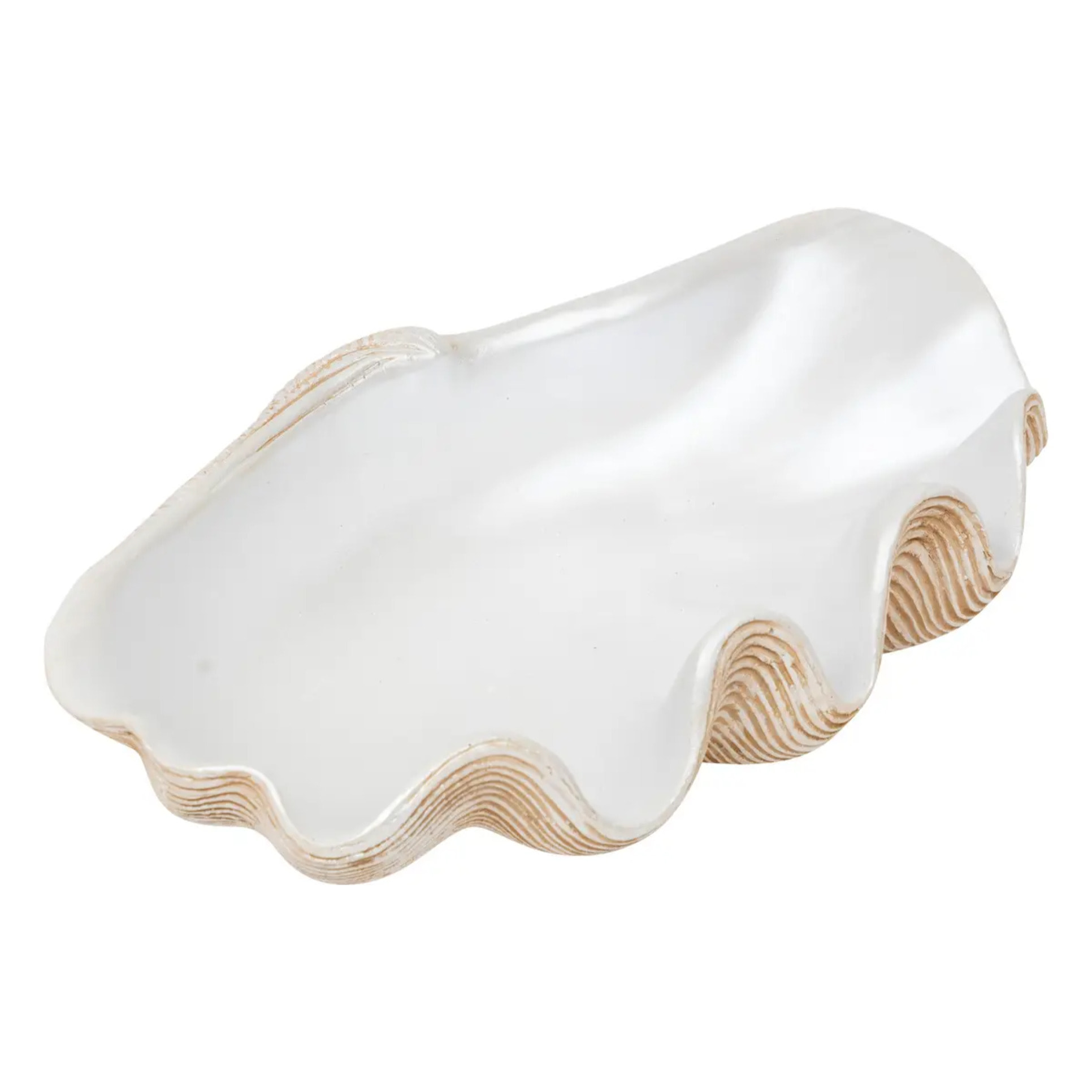 Coupelle "Oceane" résine blanc chaud L 36cm