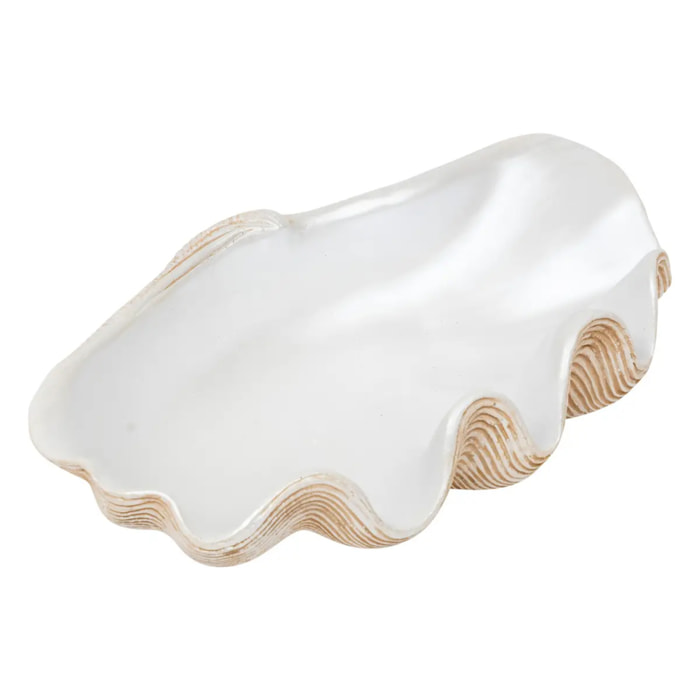 Coupelle "Oceane" résine blanc chaud L 36cm