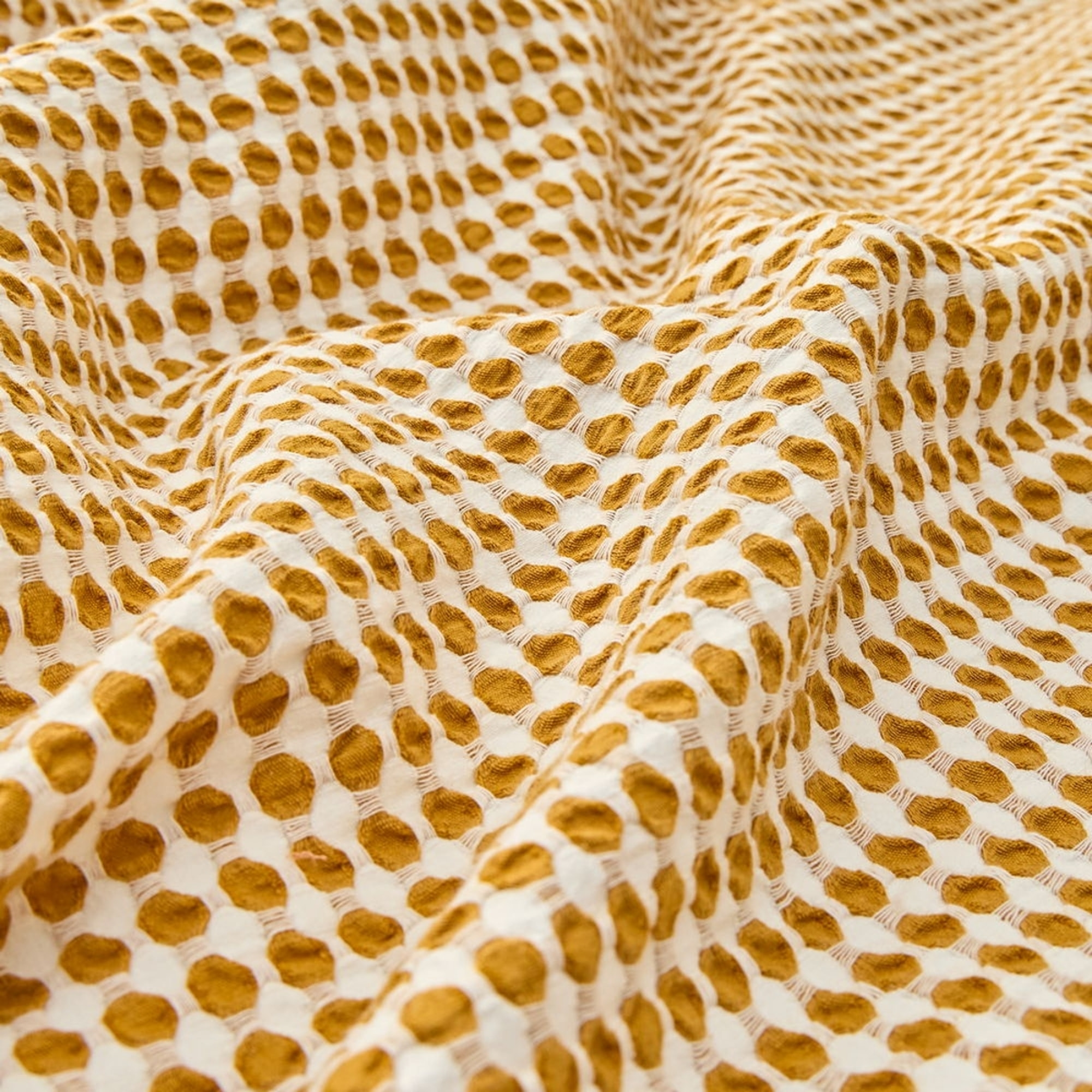 Funda nórdica tejido gofrado Fotex color amarillo ocre 100% Algodón