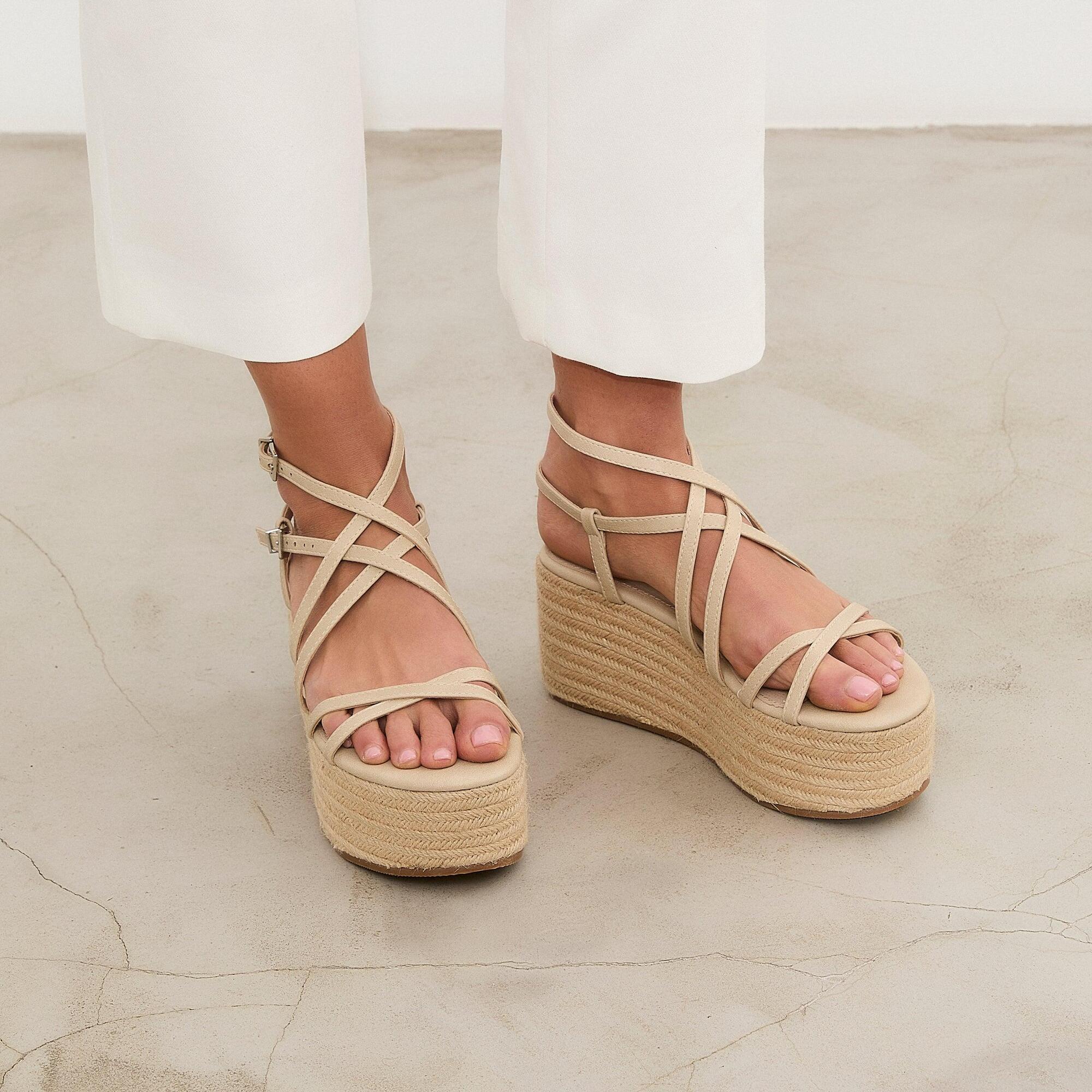 Sandalias de plataforma Zahara Beige 7 cm