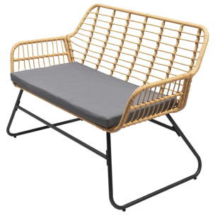 Salon de jardin TIGA en résine tressée 4 places - coussins gris