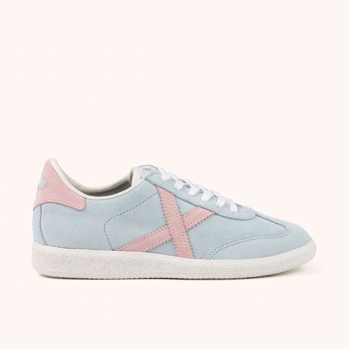 Zapatilla casual de serraje azul pastel y rosa con suela blanca MUNICH BARRU 221