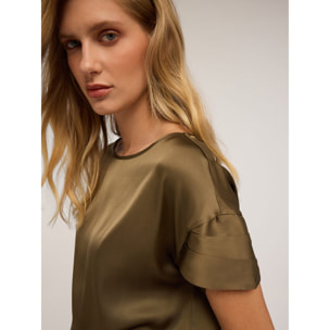 Motivi - Blusa con maniche a petalo - Verde militare