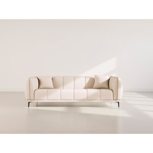 Arsene - Canapé droit 3 places en velours texturé - Beige