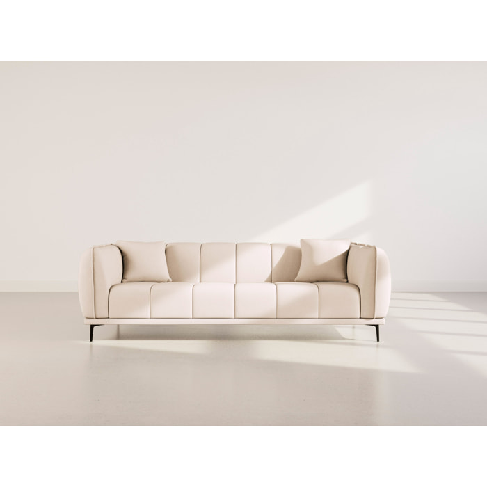 Arsene - Canapé droit 3 places en velours texturé - Beige