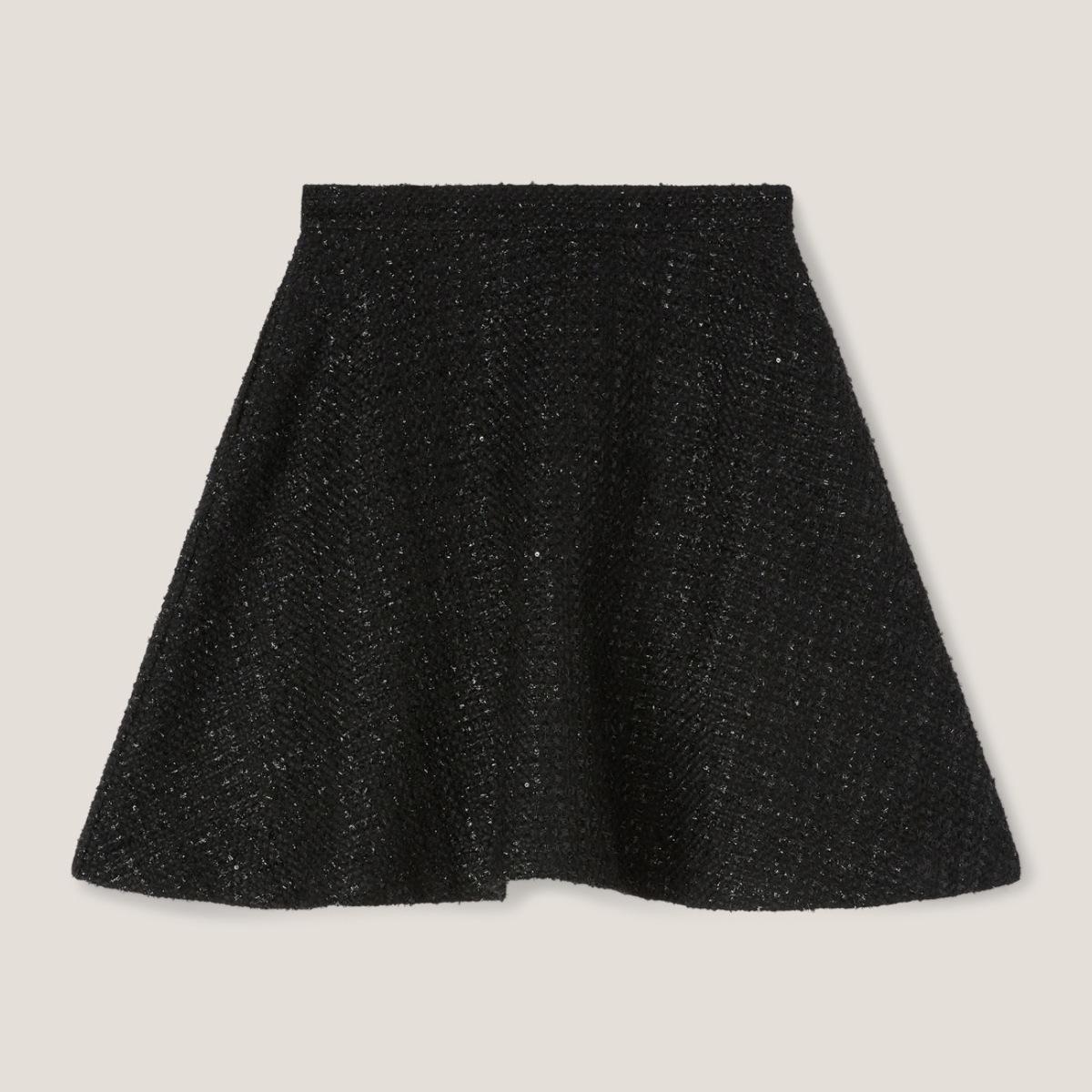 Motivi - Minifalda circular en tweed lúrex - Negro