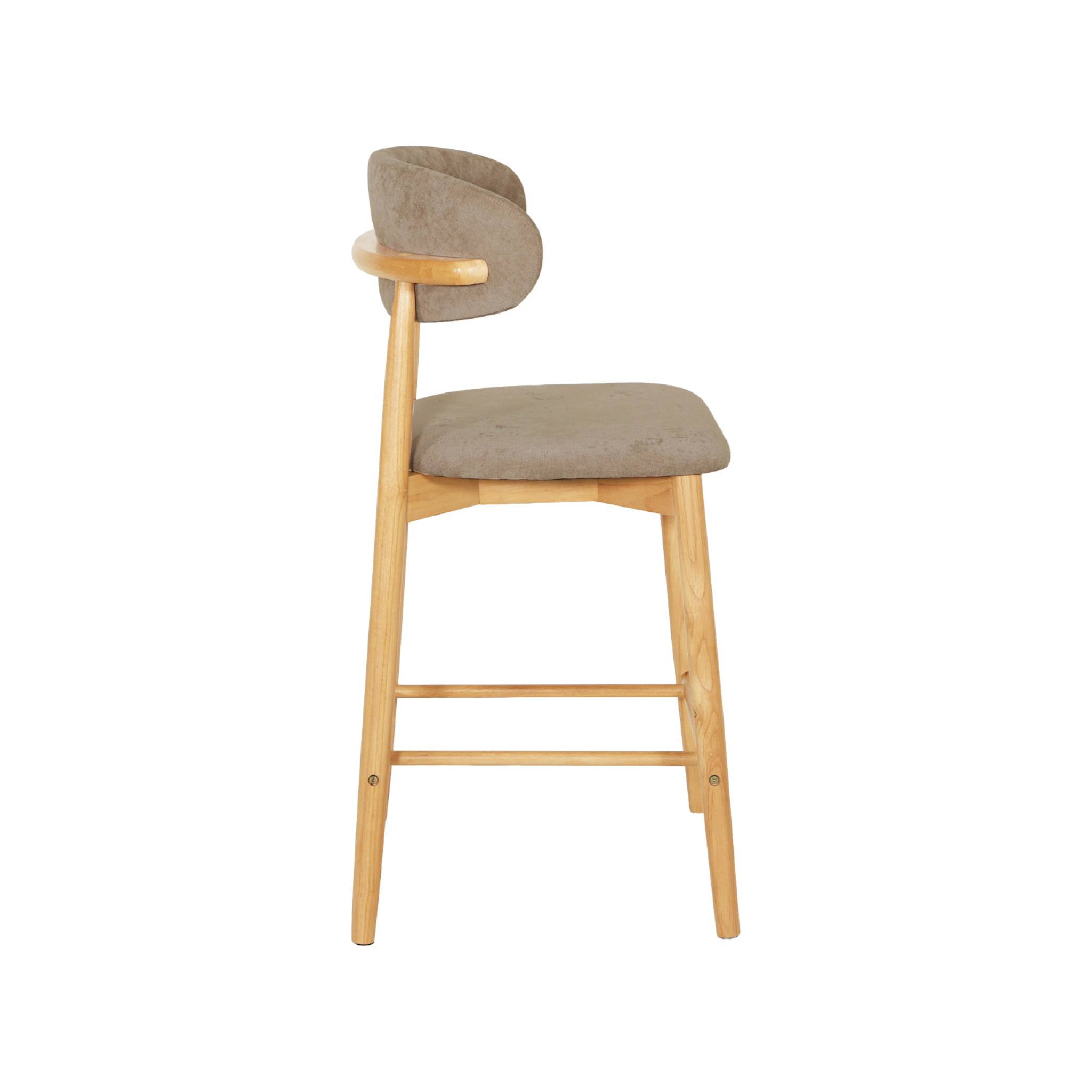 Tabouret de bar bois d'hévéa naturel et tissu chenille (lot de 2)  PAOLA