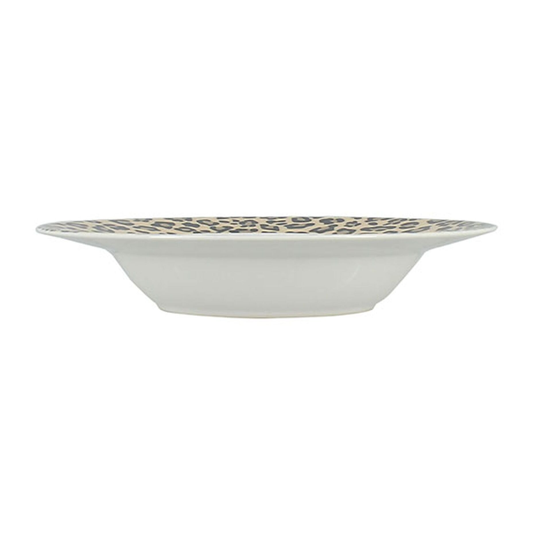 Lot de 6 assiettes creuses léopard 20cm en porcelaine beige ANIMALS