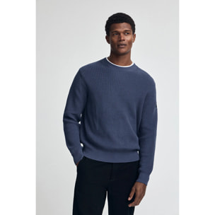 Jersey de punto inglés azul denim con parche Polo Club