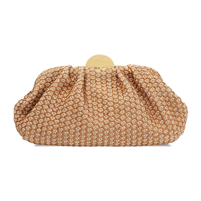 Clutch mujer marrón beige en rafia