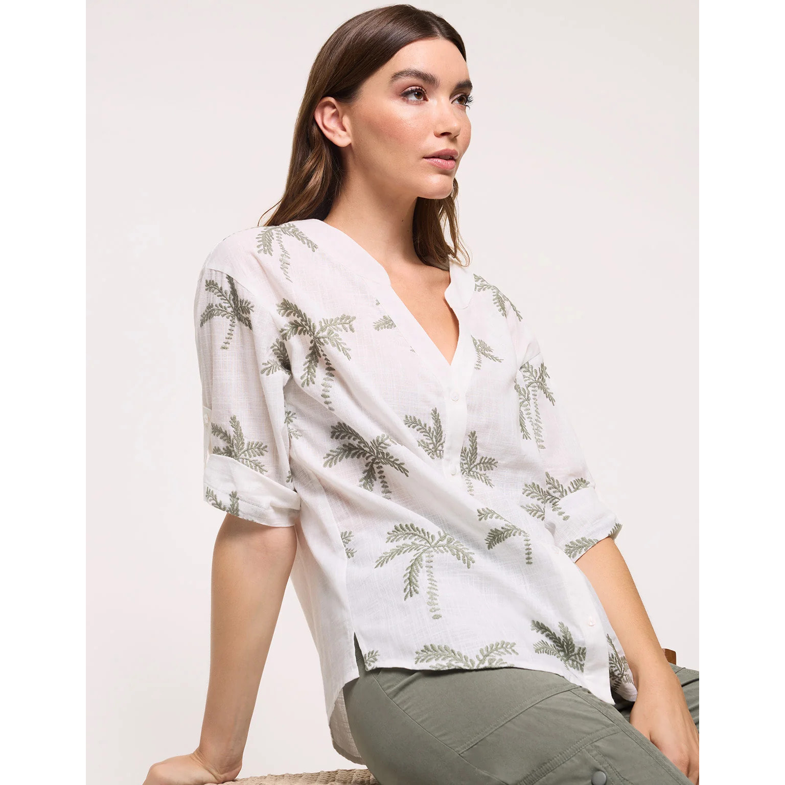Camisa Estampado Bordado Verde - Australis
