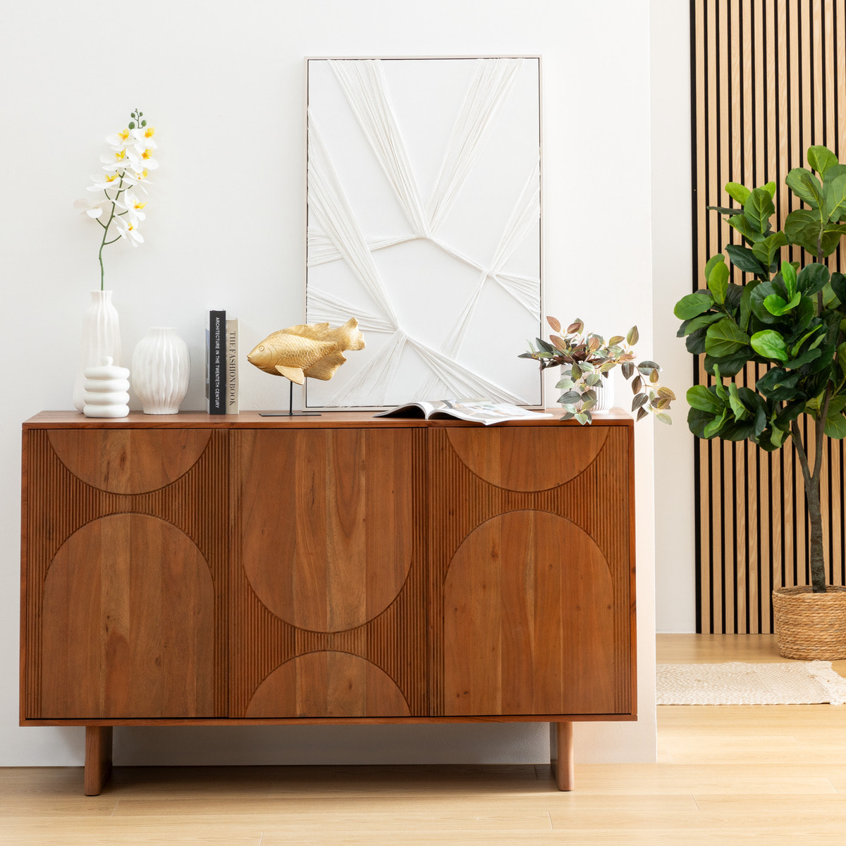 Buffet 3 portes "Nanda" acacia marron 150x90,5cm