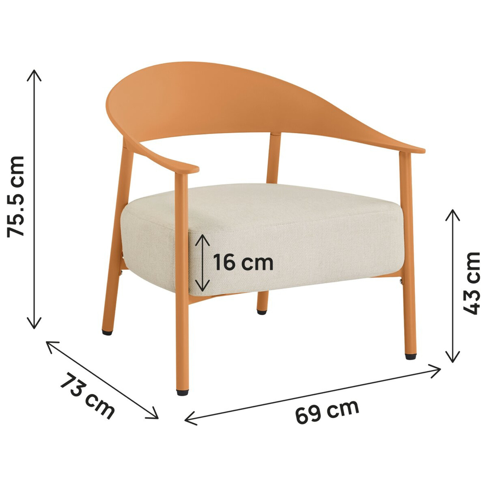 Lot de 2 fauteuils de jardin en plastique et métal "Céora" - Orange