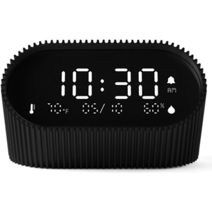 Réveil LEXON Ray Clock Thermomètre et Hygromètre Noir
