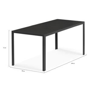 Table de jardin Majorca 190cm verre trempé