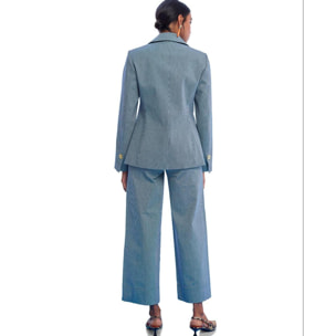 Blazer aderente a righe con stemma sulla tasca