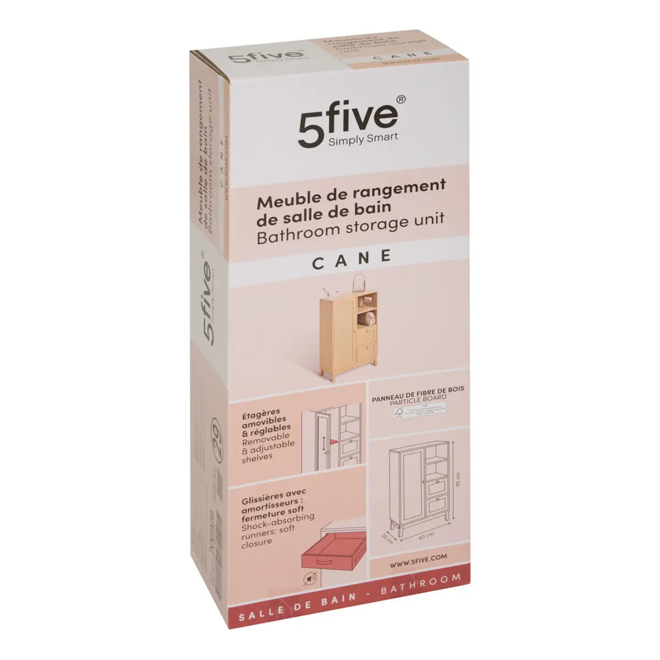 Meuble de salle de bain 1 porte Cane marron