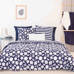 Parure housse de couette imprimé 100% coton - capri - bleu marine