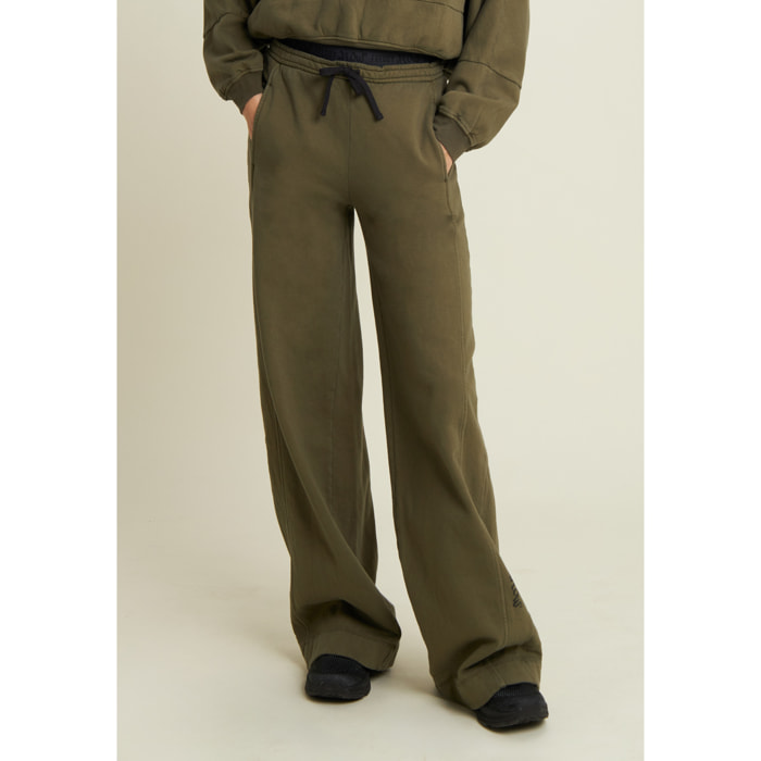 Pantaloni wide leg in felpa con stampa Flow