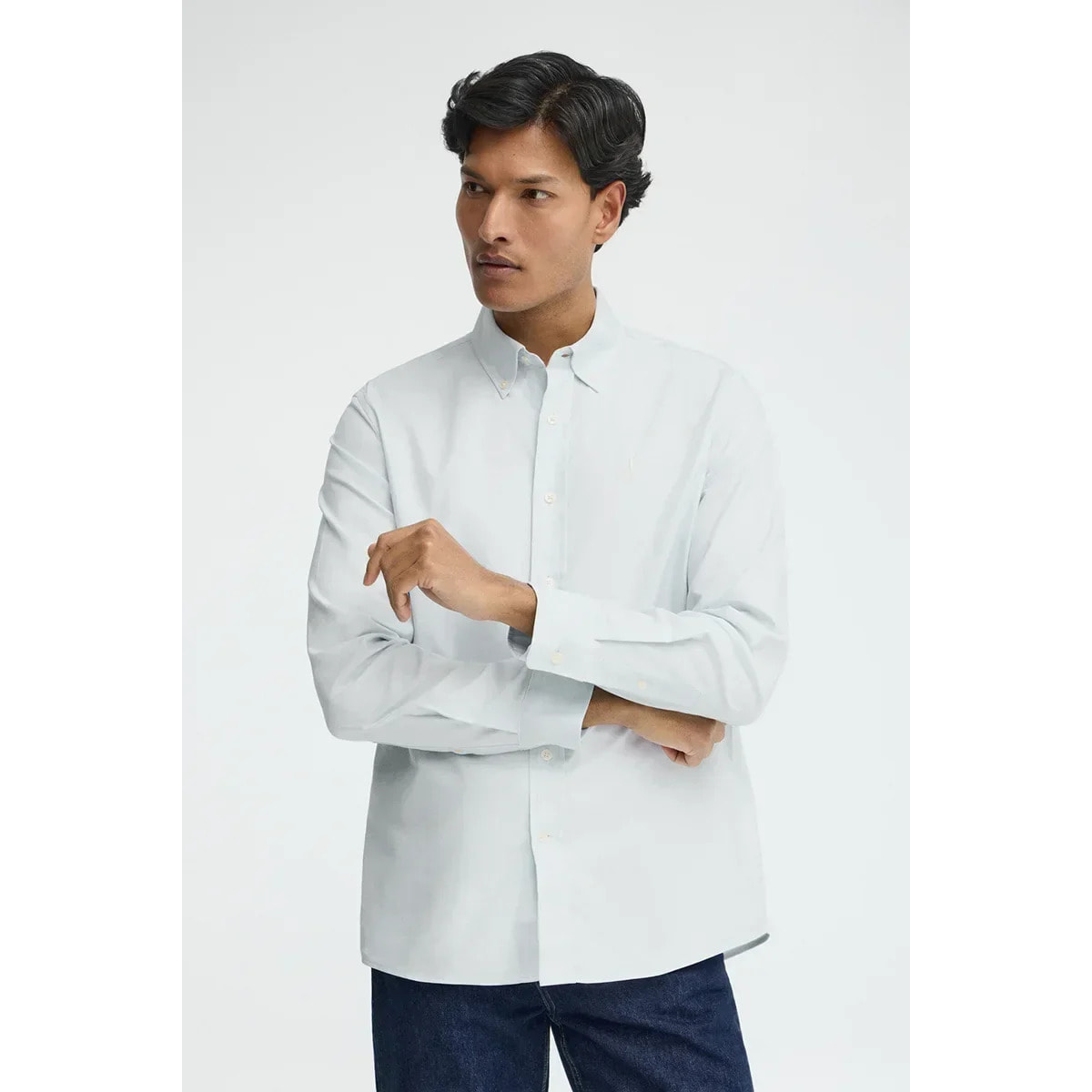 Camisa oxford azul claro de corte regular y logo Rigby Go