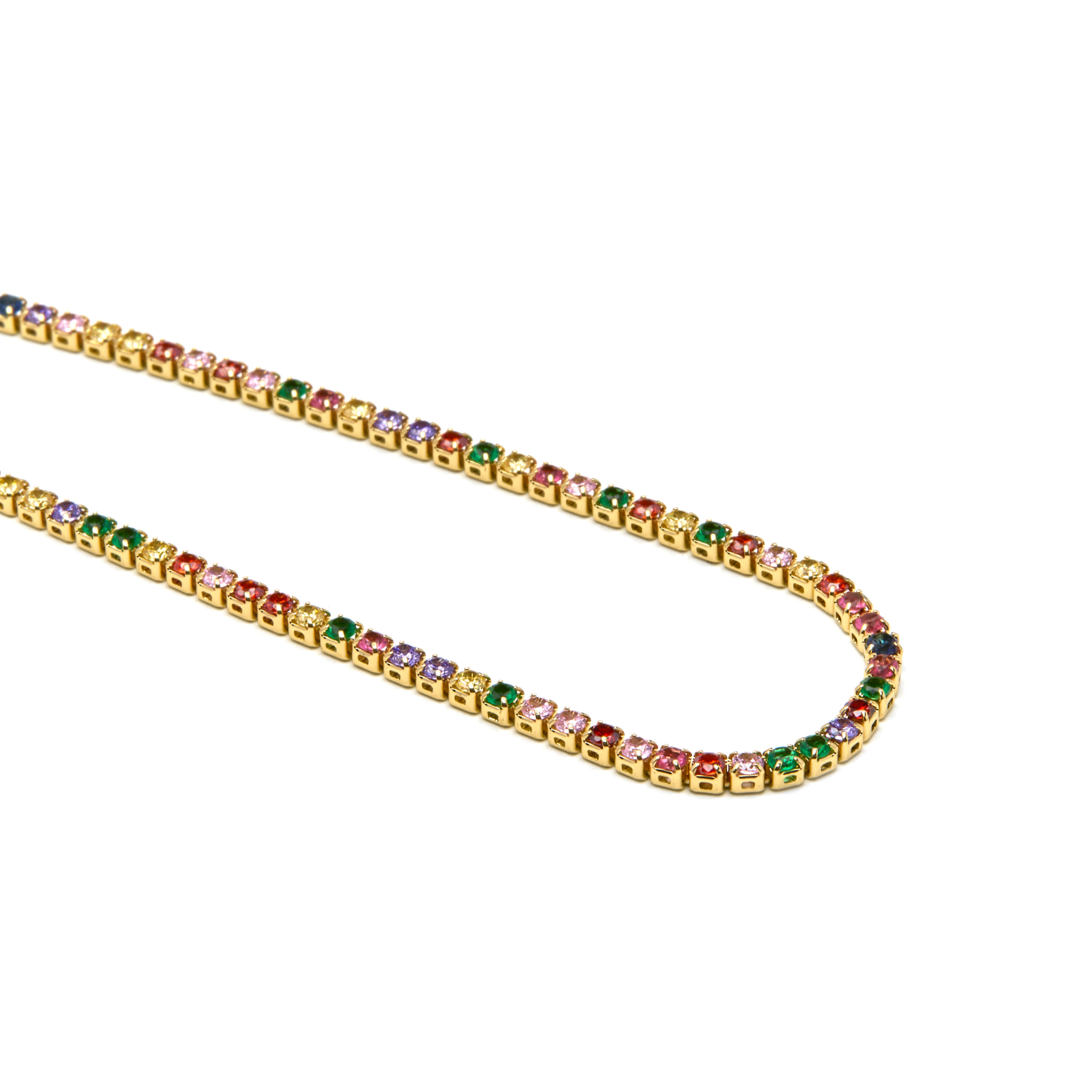 Collar con Circonita Multicolor acabado oro 18k