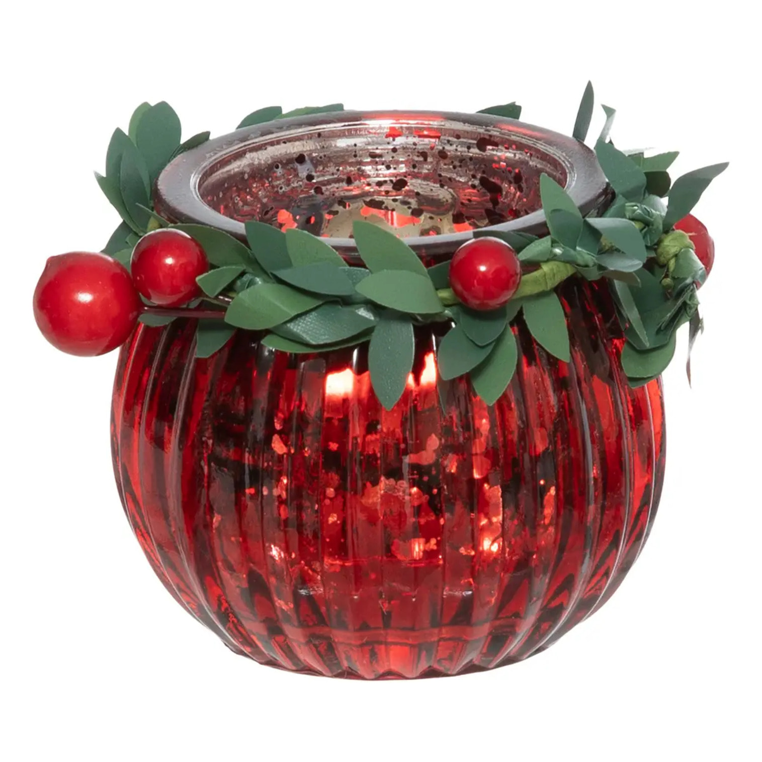 Photophore mercurisé couronne D.6cm assorti